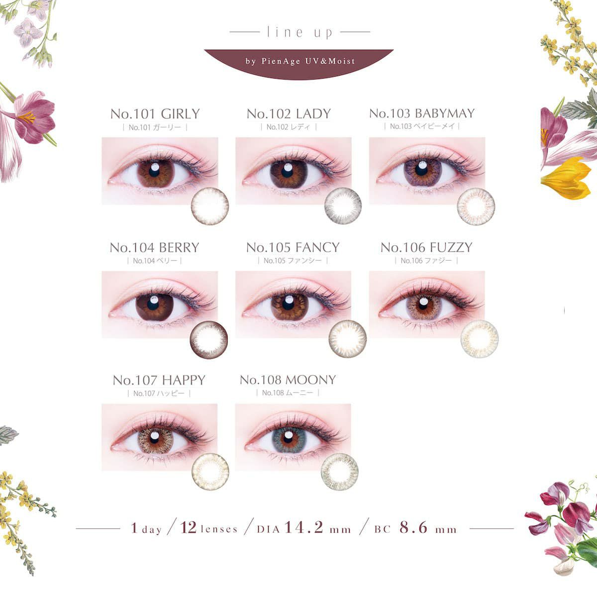 ピエナージュＵＶモイスト 12枚入 ワンデー商品一覧