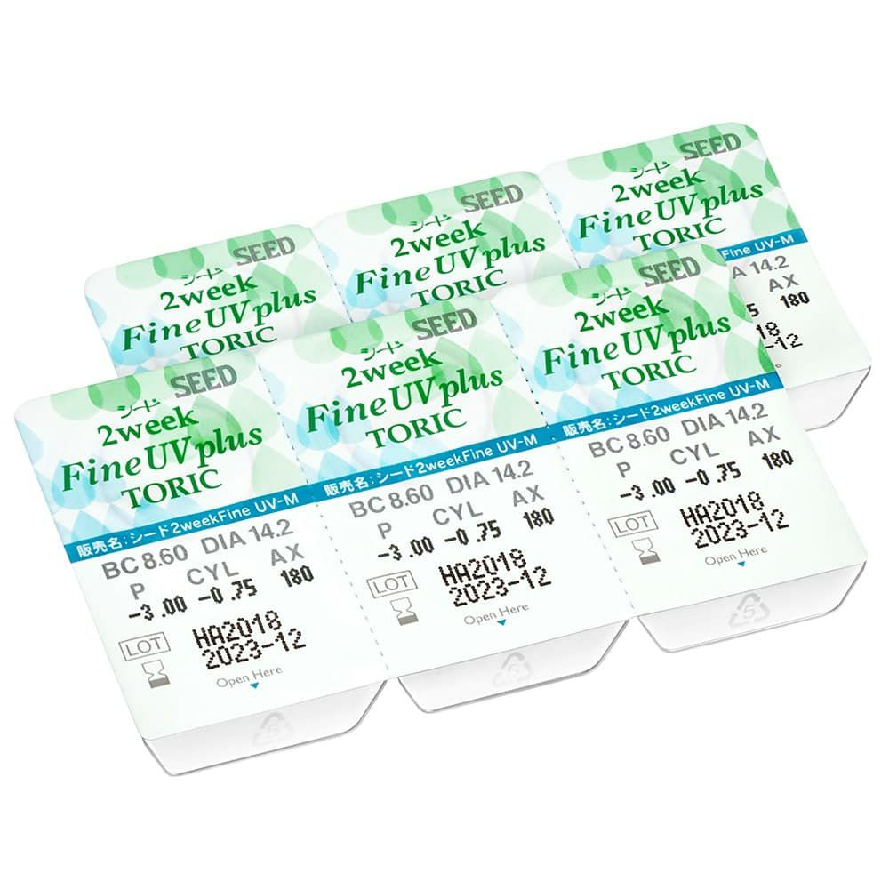 【CYL-1.25/AXIS180°】シード ツーウィークファインUVプラストーリック(2weekFine UV plus TORIC) 6枚入　乱視用 