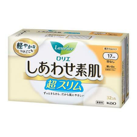 ロリエ しあわせ素肌 超スリム軽い日用　羽なしナプキン (17cm×32枚入) 