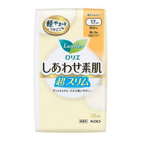 ロリエ しあわせ素肌 超スリム軽い日用　羽なしナプキン (17cm×32枚入) 