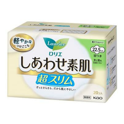 ロリエ しあわせ素肌 超スリム多い昼用　羽つきナプキン (22.5cm×20枚入) 