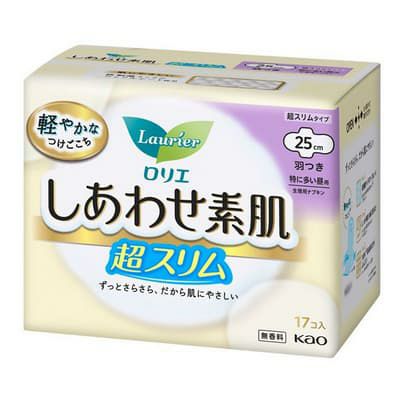 ロリエ しあわせ素肌 超スリム特に多い昼用　羽つきナプキン (25cm×17枚入) 