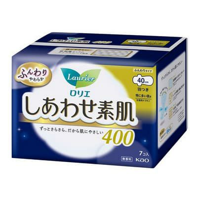ロリエ しあわせ素肌 超スリム特に多い夜用　羽つきナプキン (40cm×7枚入) 