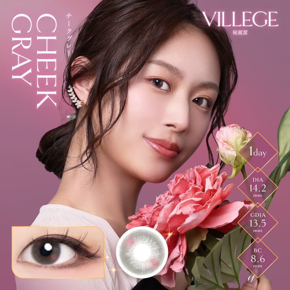 チークグレー-ヴィレジェ (VILLEGE) 10枚入-ワンホン-ワンデーカラコン