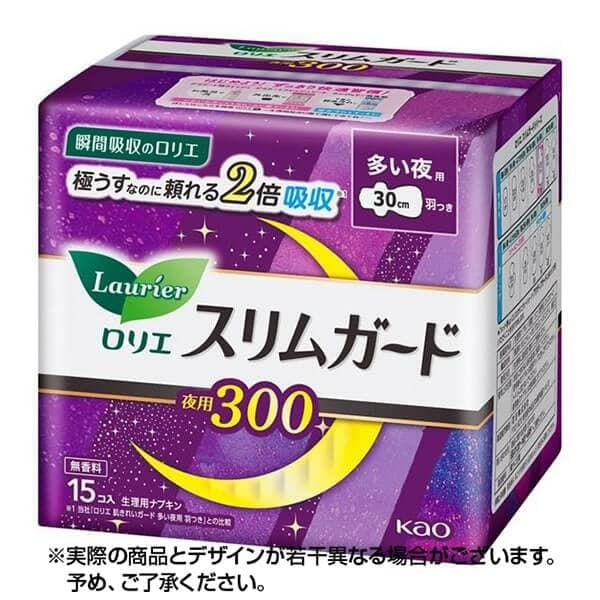 ロリエ スリムガード 多い夜用 羽つきナプキン (30cm×15枚入) 
