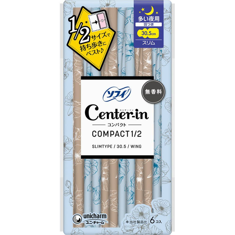 ソフィ センターインコンパクト ふわふわ 多い夜用 羽つき (30.5cm×6枚) 