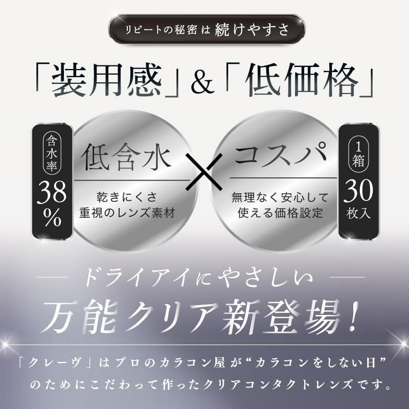 クレーヴ(CLEAV) 30枚入-クリアコンタクトレンズ-低含水