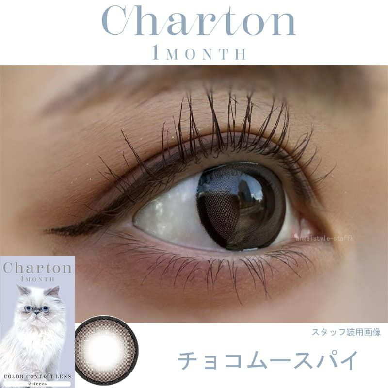 チョコムースパイ-レポ-シャルトンワンマンス(Charton 1month)2枚入-美容系Youtuberきぬ-太フチカラコン-マンスリー
