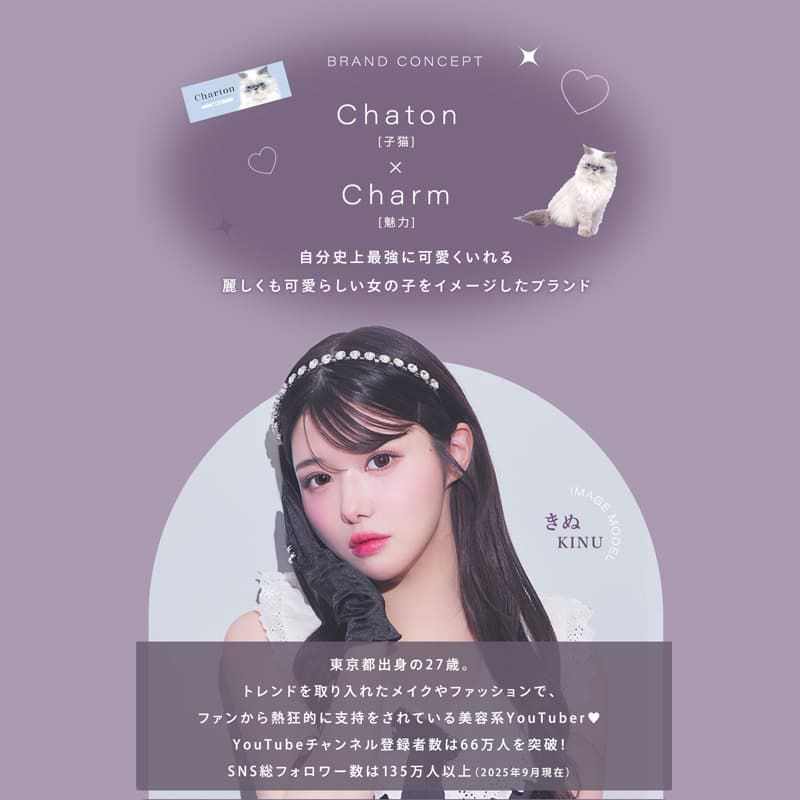 シャルトンワンマンス(Charton 1month)2枚入-美容系Youtuberきぬ-太フチカラコン-マンスリー