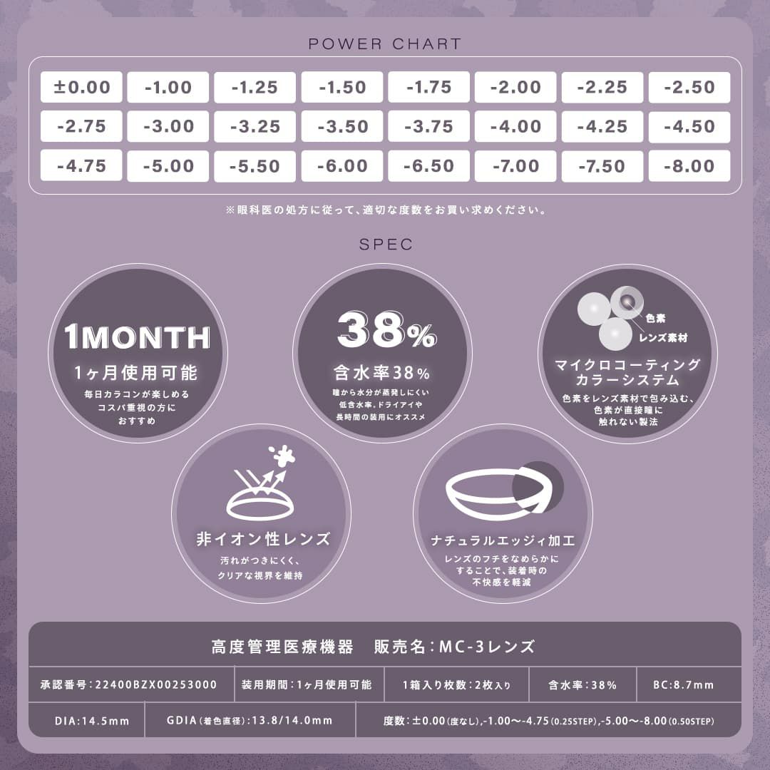 きぬイメージモデル-シャルトン ワンマンス(Charton 1month)2枚入[チョコムースパイ] -マンスリー-細フチカラコン